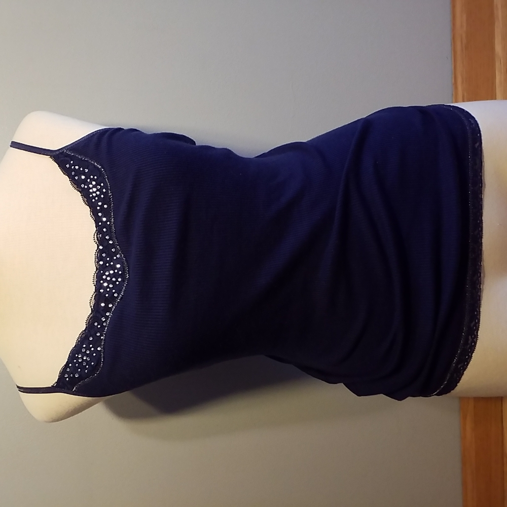 3/$25 LIMITEDTOO BRA TOP CAMI 14 NAVY LACE TRIM RIBBED SEQUINS